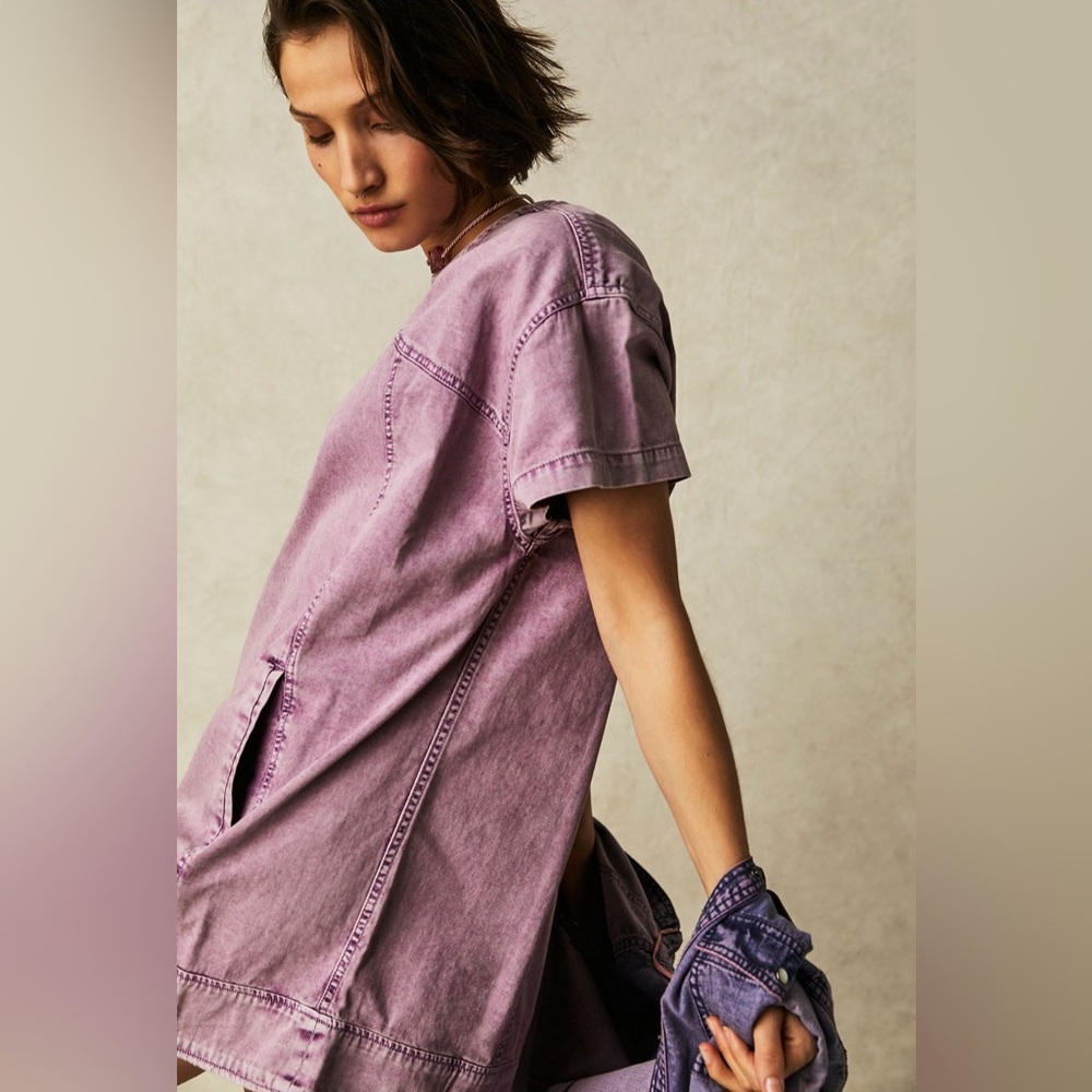 Free People Arland Purple Acid Wash Mini Dress